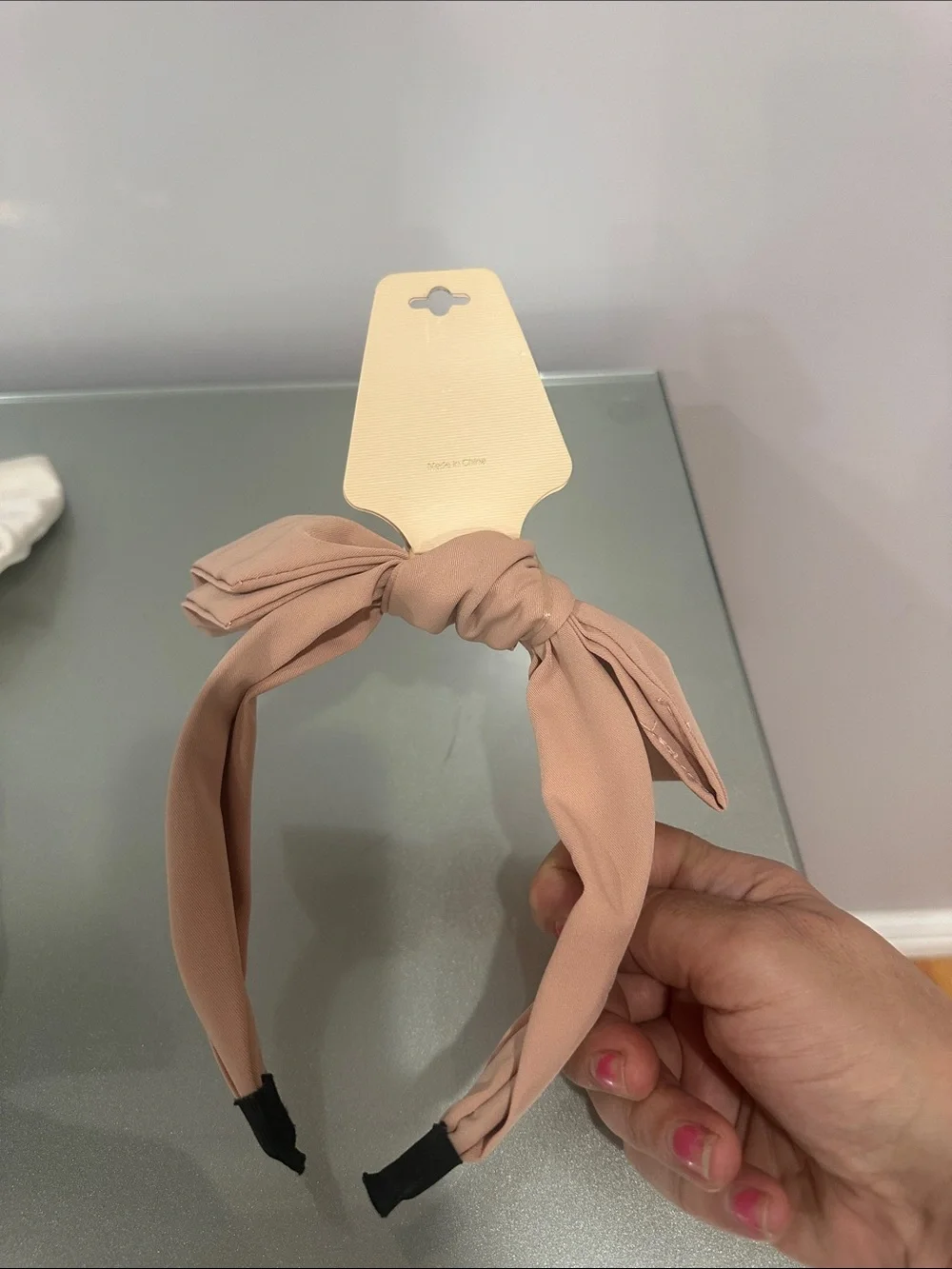 Silk-Look Cream Bow Hair Scarf & Tan Knot Headband Set